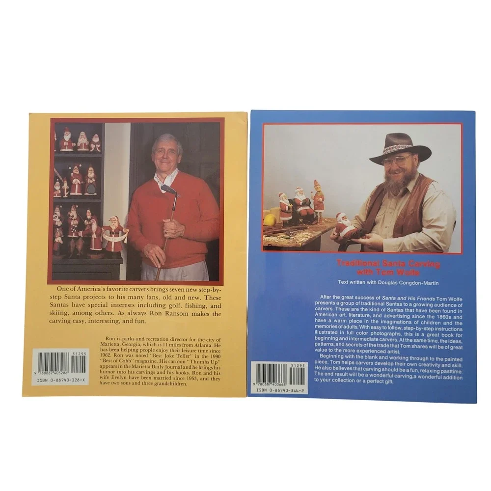 Santa Woodcarving Books Ron Ransom Tom Wolfe Traditional Lot of 2